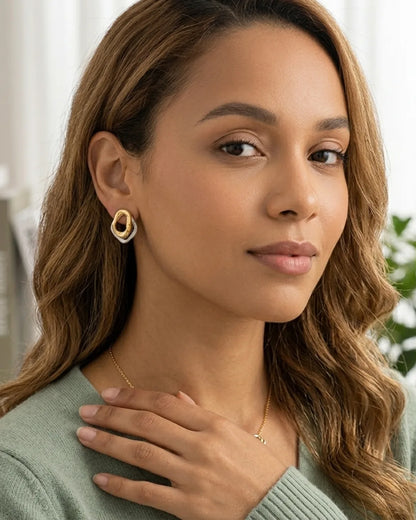 Ophelia  Two Tone Statement Stud Earrings