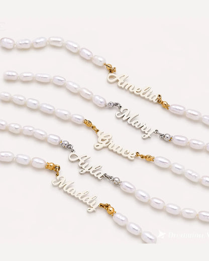 Olivia Pearl Necklace with Custom Name