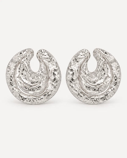 Orlena Textured Disc Statement Earrings Bold