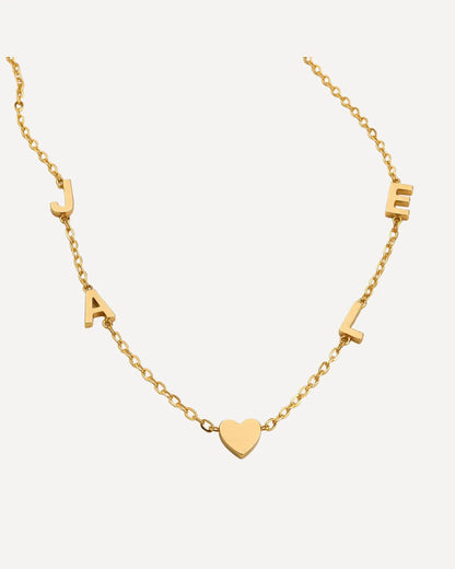 Emma Multi Initial Necklace with Heart Charm