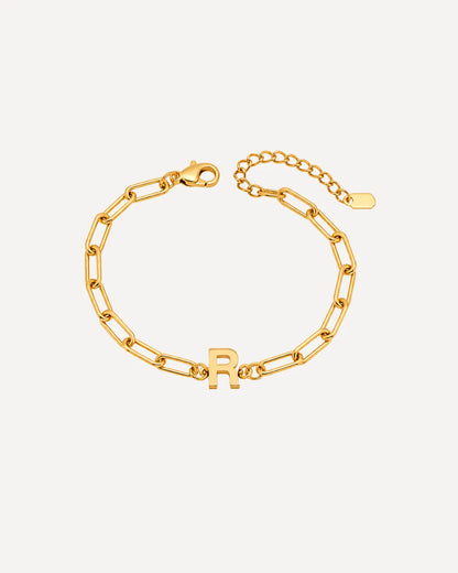 Olivia Paperclip Bracelet with Initial Charm