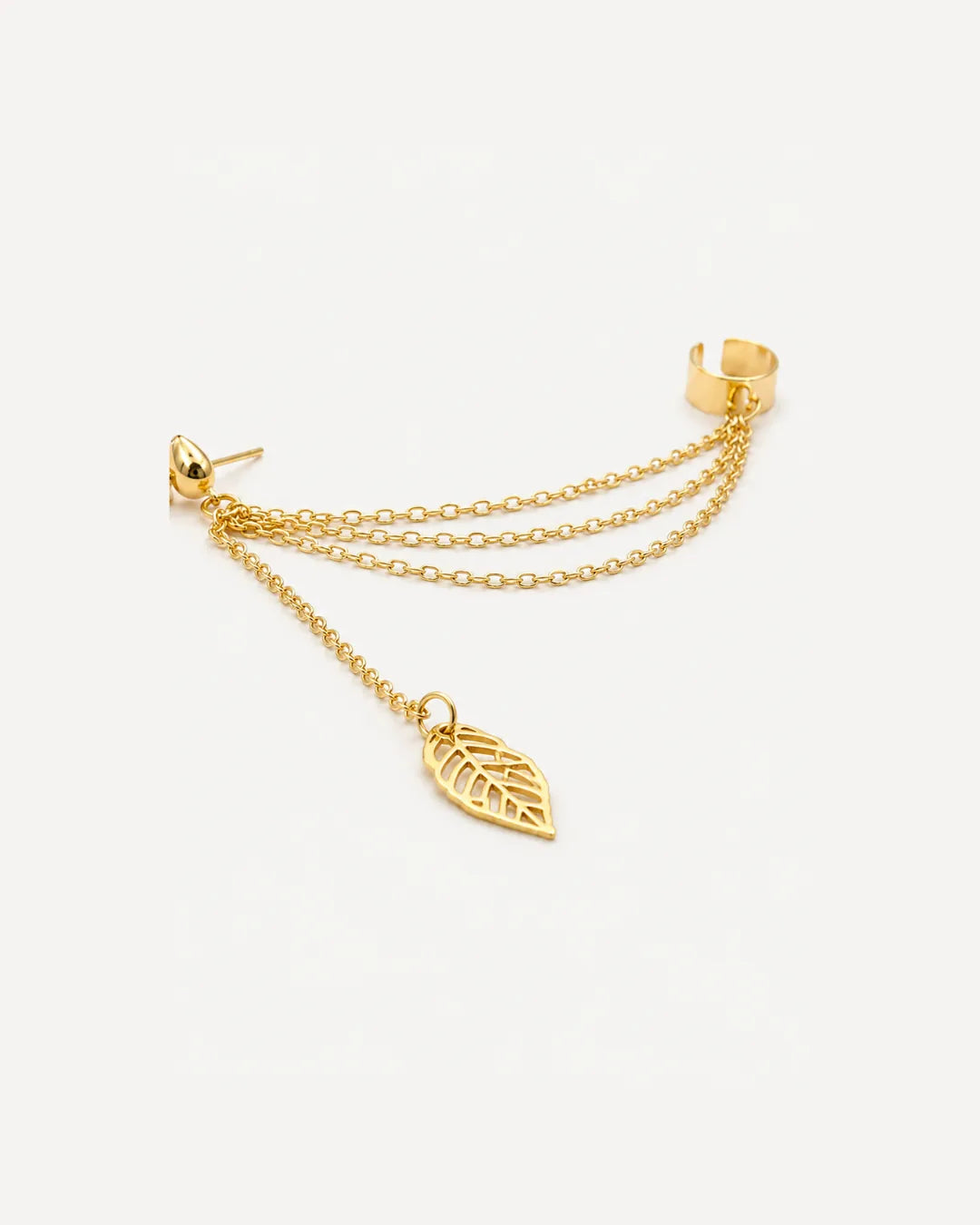 Avielle Leaf Drop Chain Ear Cuff (single ear)