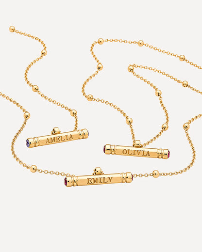 Sophia Engraved Bar Necklace with Birthstone
