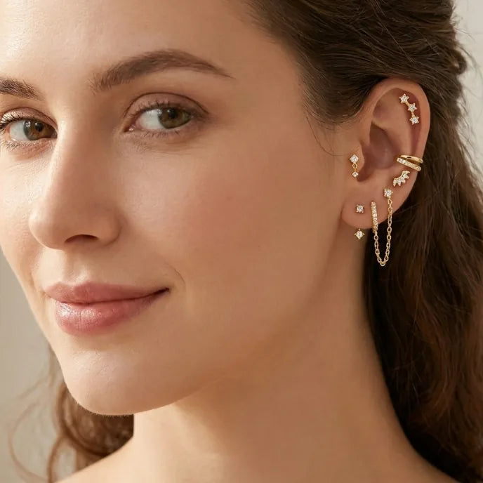Arielle  Crystal  Ear Stack Earring 6 Piece Set
