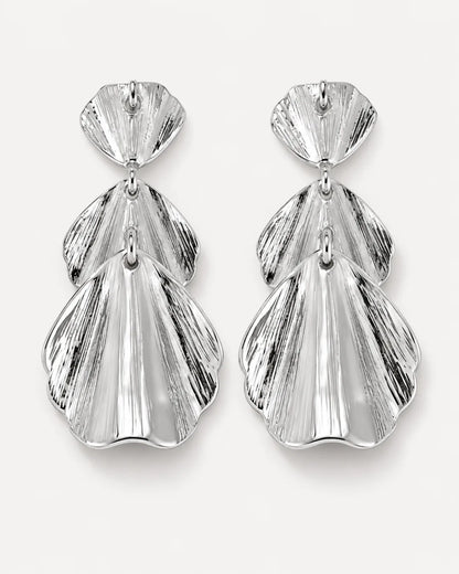Fiora Cascading Leaf Flower Statement Earrings