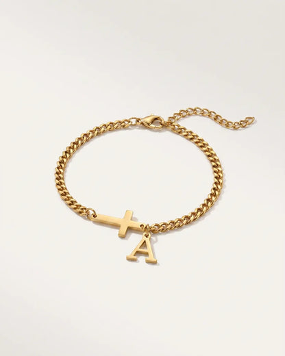 Valentina Cross Initial Bracelet Faith