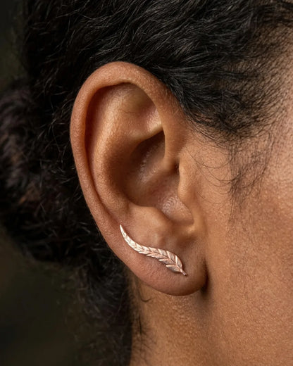 Magnolia Leaf Ear Climber Earrings