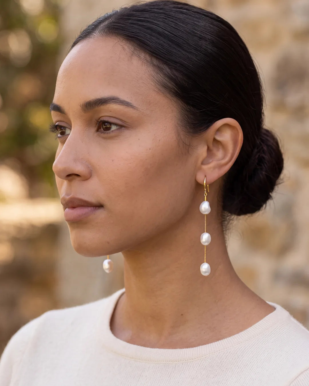 Seraphine Triple Pearl Drop Earrings Elegance