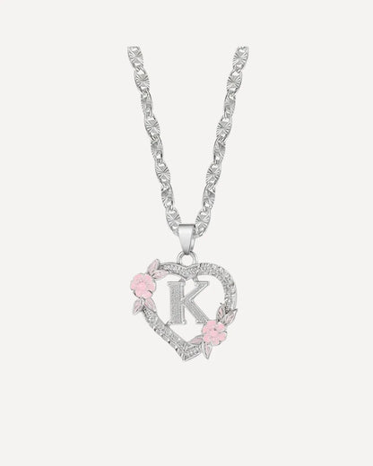 Celestia Heart Initial Necklace Bloom