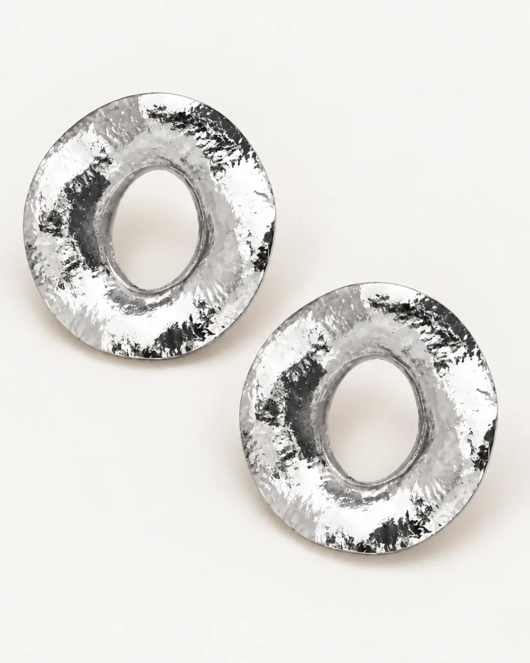 Aurelia Hammered Open Disc Statement Earrings Bold