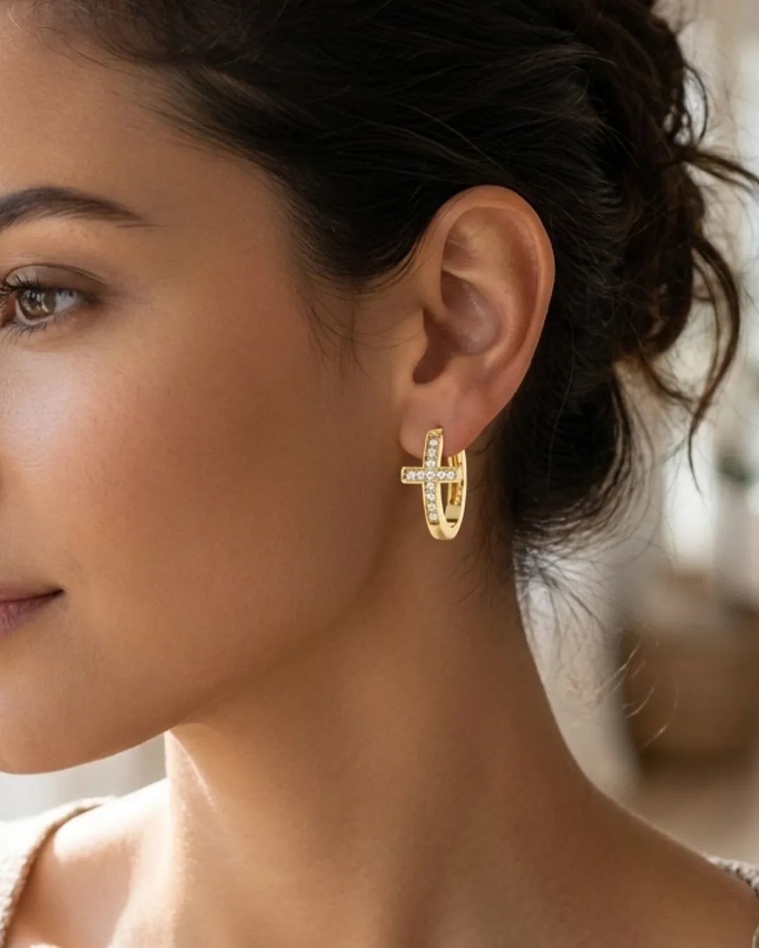 Adelaide Cross Hoop Earrings Faith
