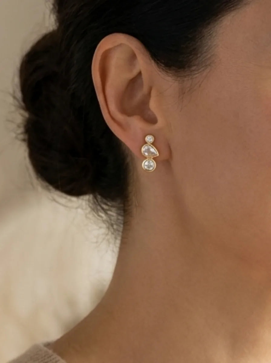 Élodie Triple Drop Stud Earrings Elegant