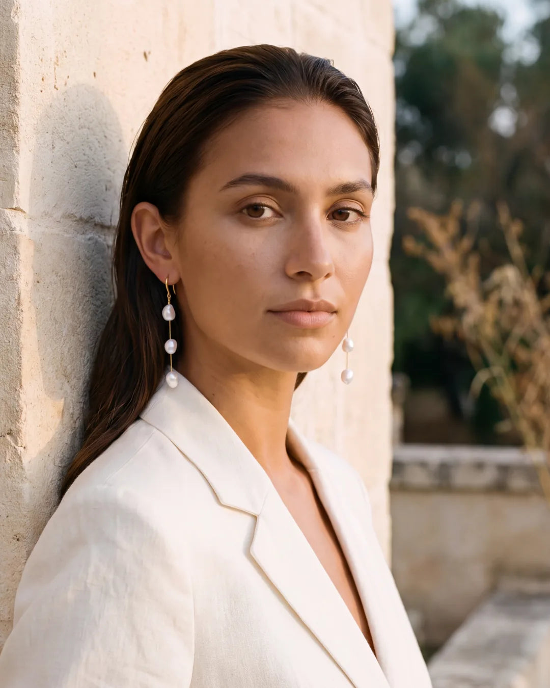 Seraphine Triple Pearl Drop Earrings Elegance