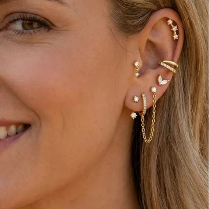 Solara Ear Stack Earring 5 Piece Set Sparkle
