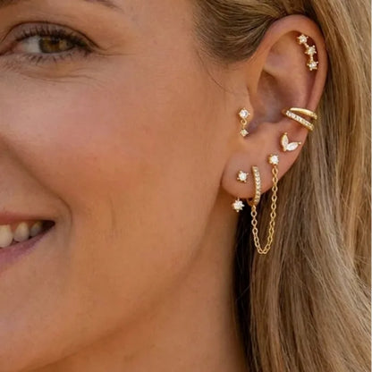 Solara Ear Stack Earring 5 Piece Set Sparkle