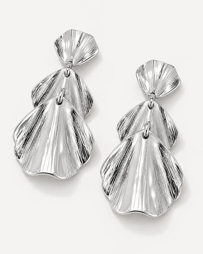 Fiora Cascading Leaf Flower Statement Earrings