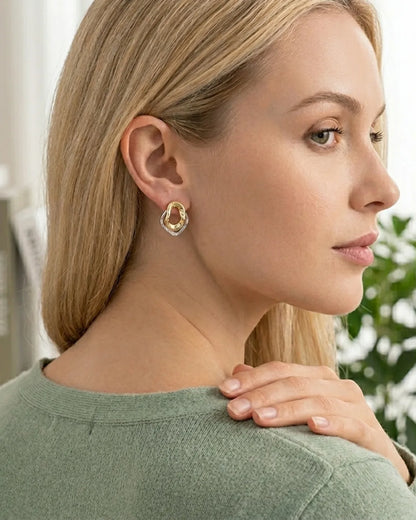 Ophelia  Two Tone Statement Stud Earrings