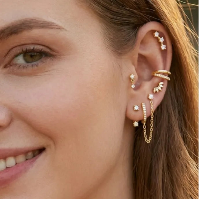Arielle  Crystal  Ear Stack Earring 6 Piece Set