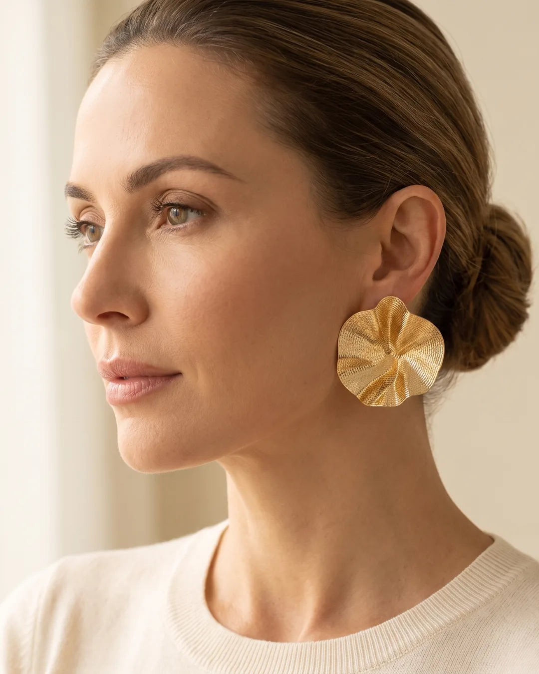 Virelia Textured Fold Statement Earrings Bold