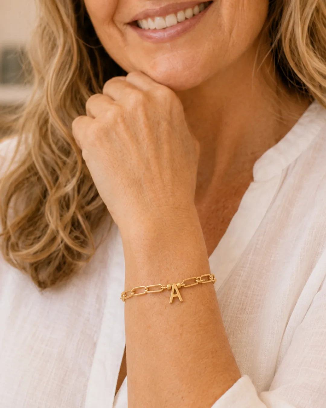 Olivia Paperclip Bracelet with Initial Charm