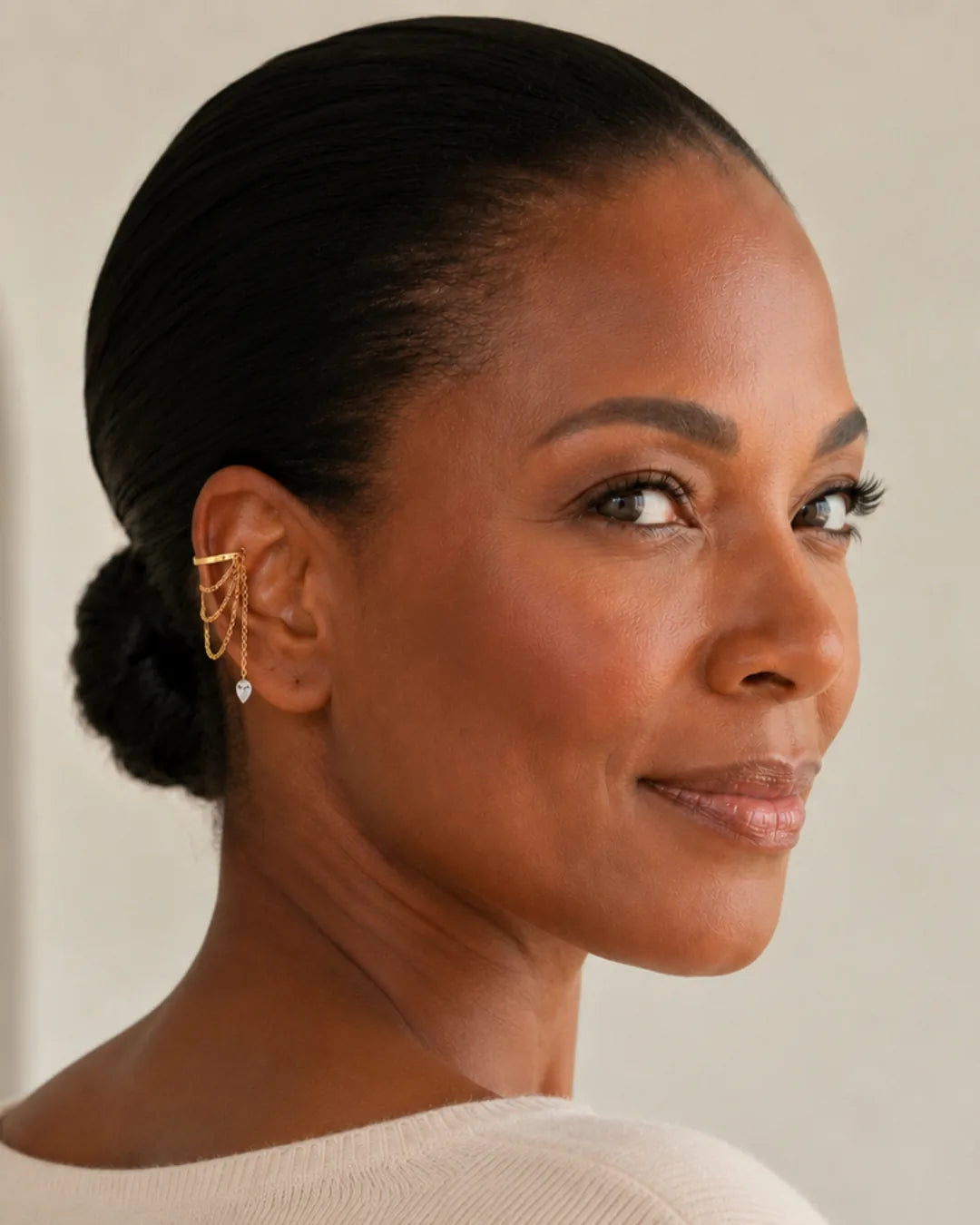 Solenne Crystal Drop Chain Ear Cuff