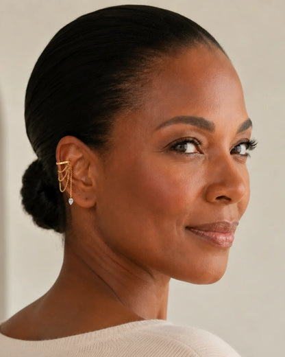 Solenne Crystal Drop Chain Ear Cuff