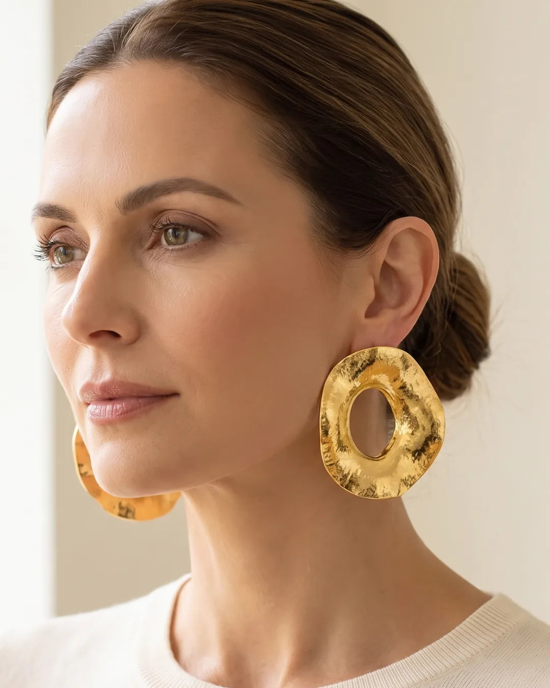 Aurelia Hammered Open Disc Statement Earrings Bold