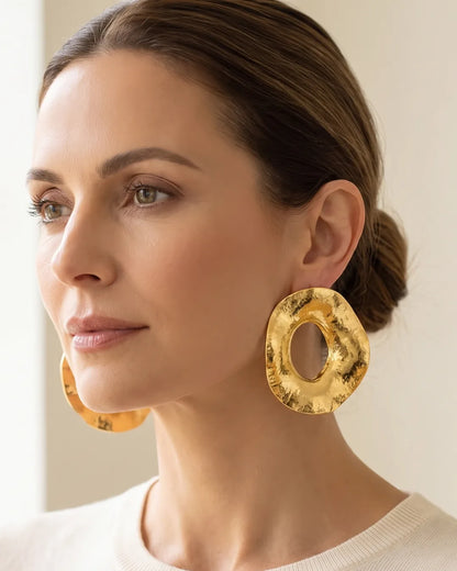 Aurelia Hammered Open Disc Statement Earrings Bold
