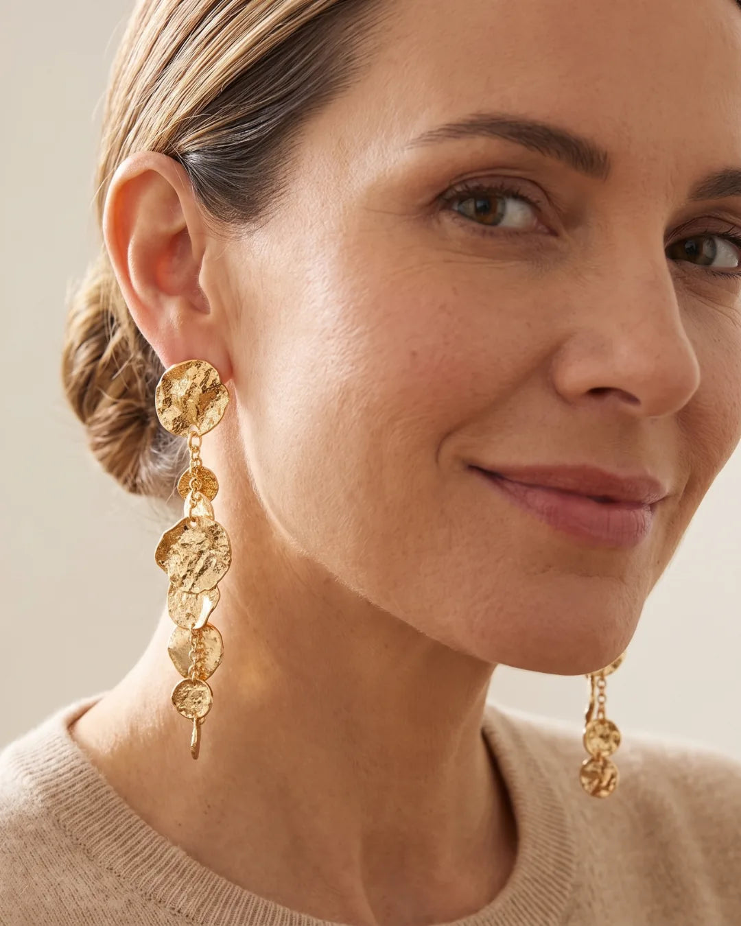 Marielle Hammered Drop Earrings Luxe