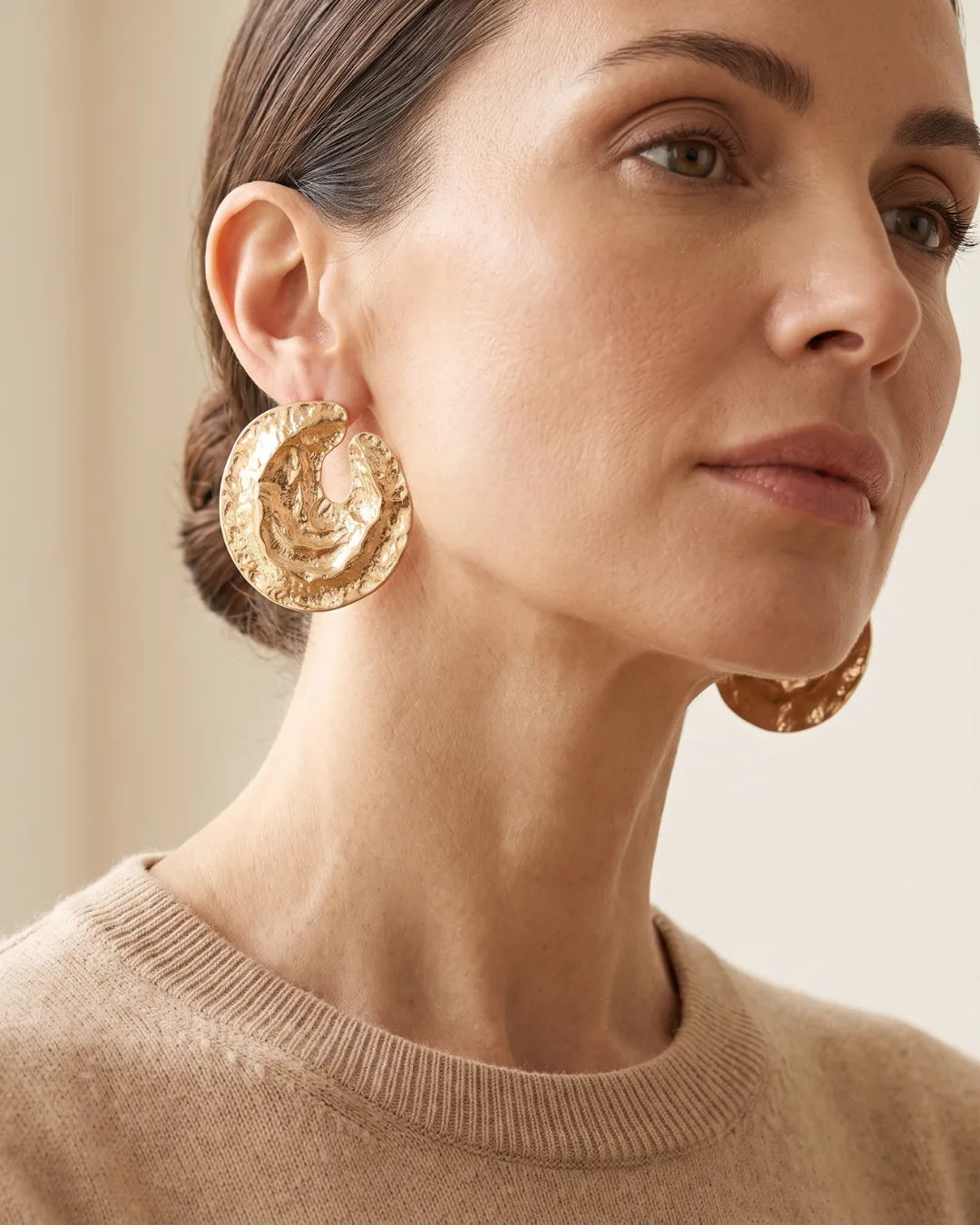 Orlena Textured Disc Statement Earrings Bold