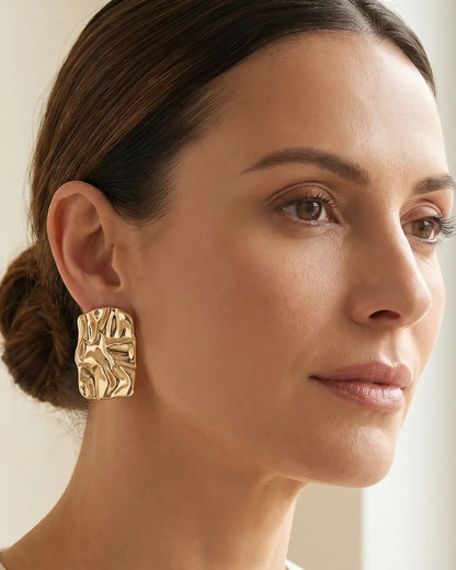 Virelle Sculptural Rectangle Statement Earrings Luxe