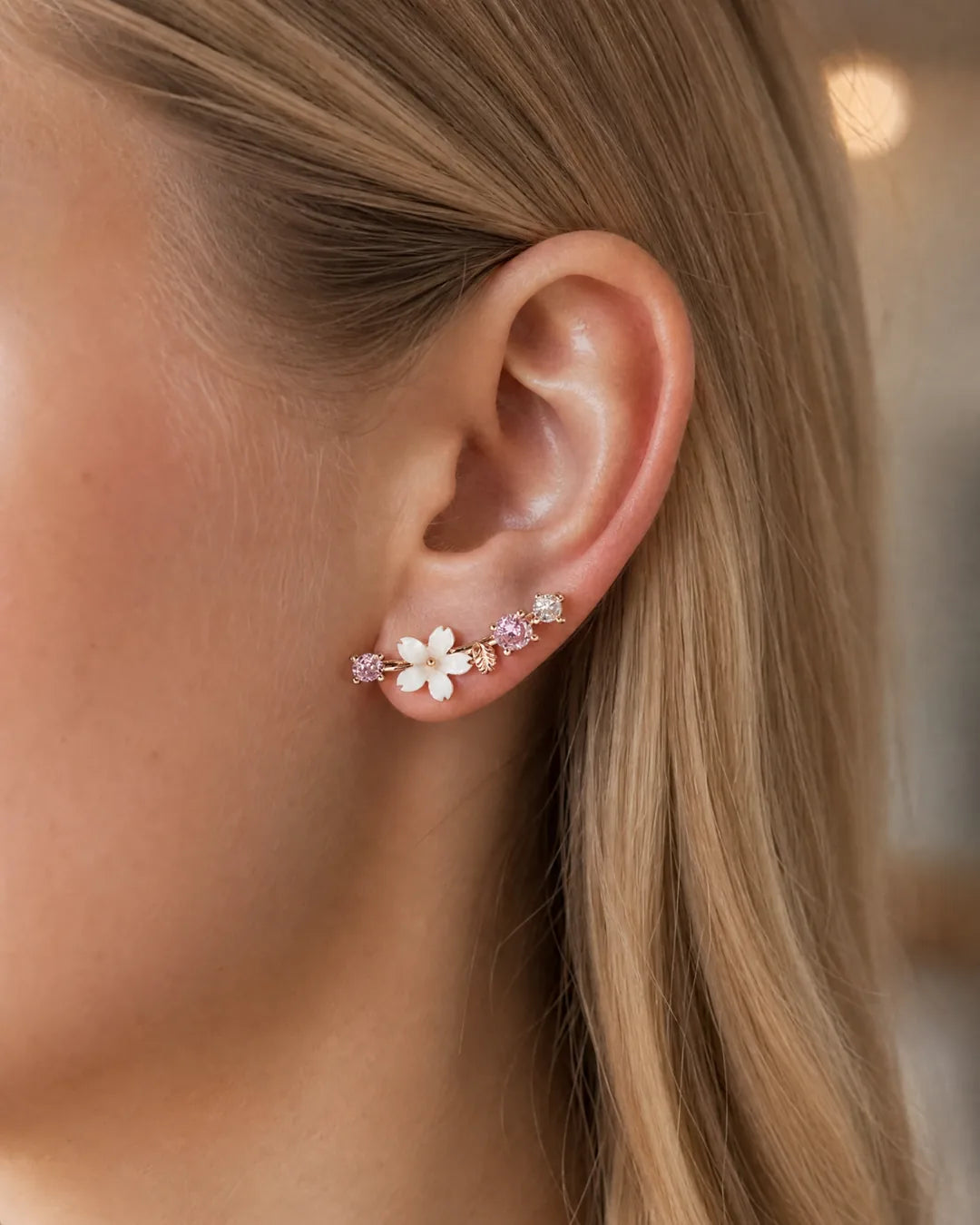 Elodie Floral Ear Climber Earrings Bloom