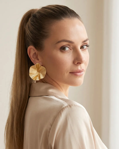 Virelia Textured Fold Statement Earrings Bold
