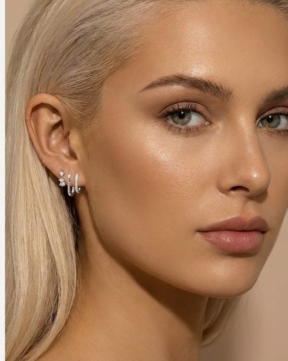 Lisette Crystal Huggie Hoop Earring 3 Piece Set