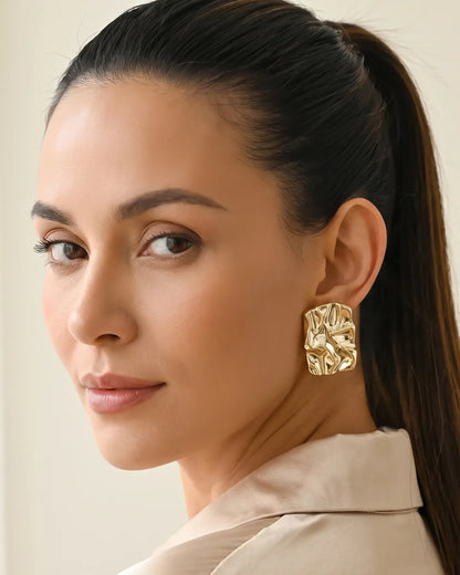 Virelle Sculptural Rectangle Statement Earrings Luxe