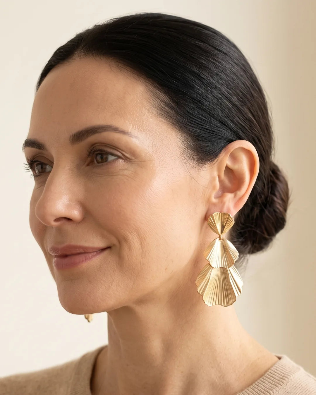 Fiora Cascading Leaf Flower Statement Earrings