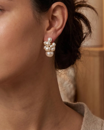 Ember Pearl Cluster Earrings Elegance