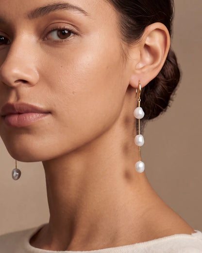 Seraphine Triple Pearl Drop Earrings Elegance
