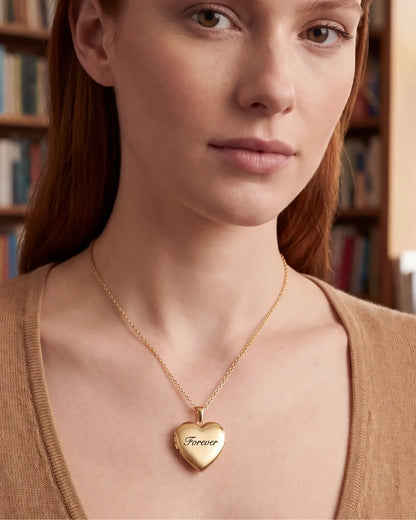 Evelina Heart Photo Locket Necklace Cherish