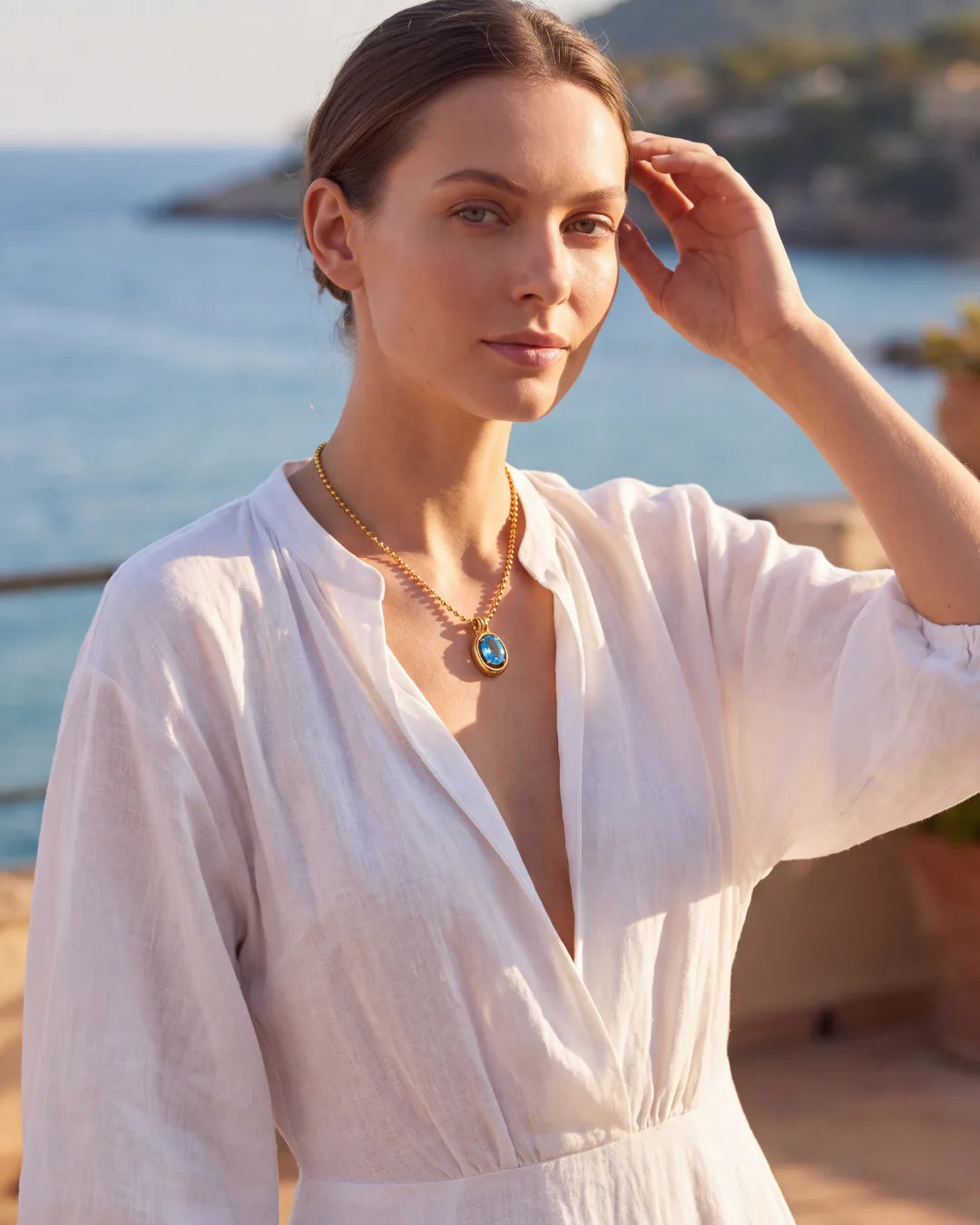 Celestine Oval Birthstone Necklace Radiance