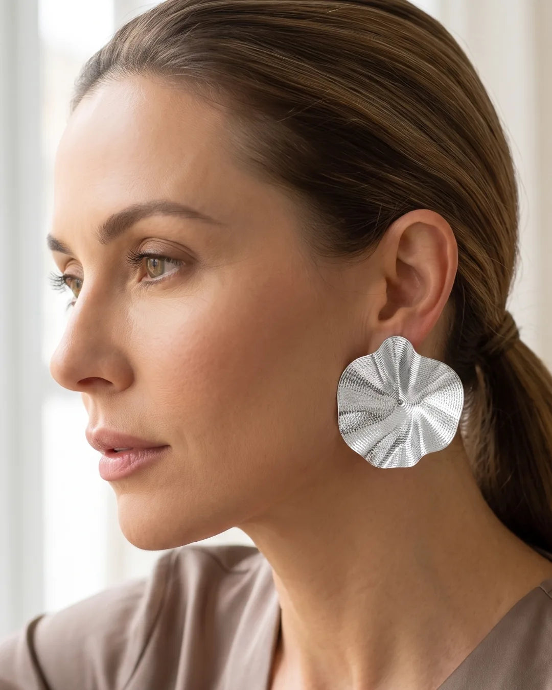 Virelia Textured Fold Statement Earrings Bold