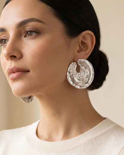 Orlena Textured Disc Statement Earrings Bold