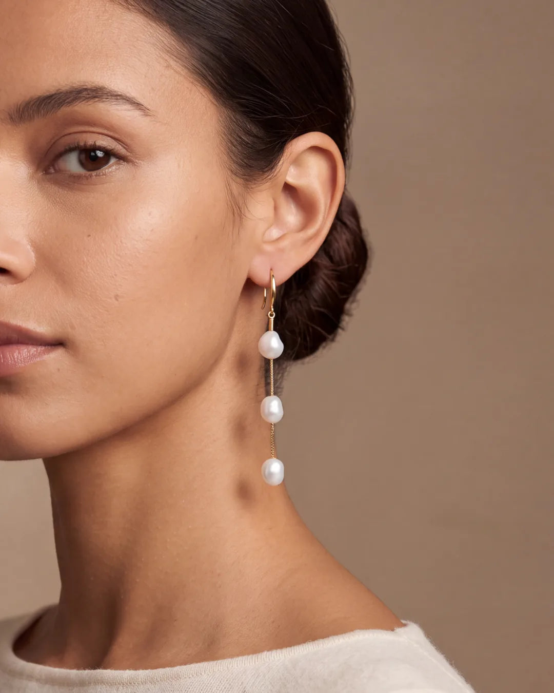 Seraphine Triple Pearl Drop Earrings Elegance