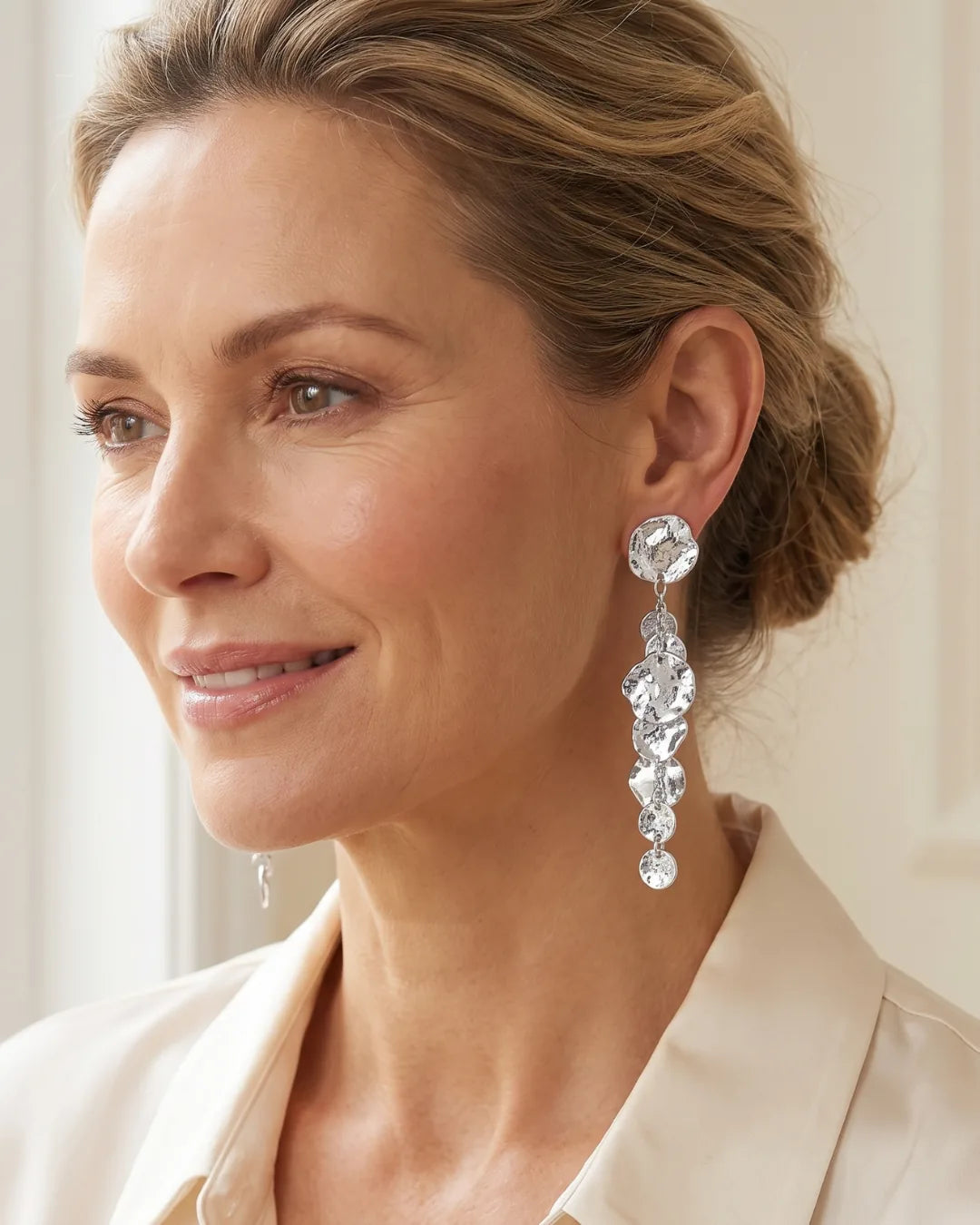 Marielle Hammered Drop Earrings Luxe