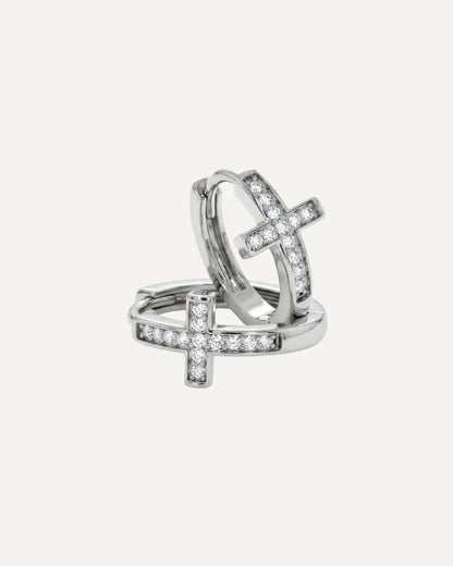 Adelaide Cross Hoop Earrings Faith