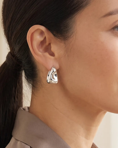 Elowenne Sculptural Folded Stud Earrings Elegant