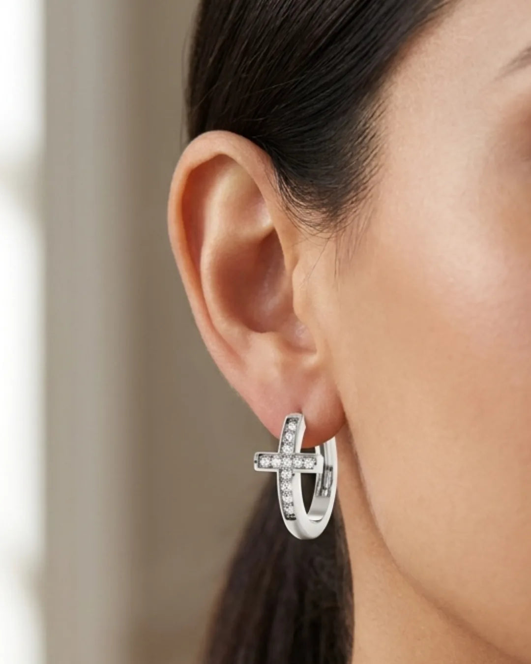 Adelaide Cross Hoop Earrings Faith