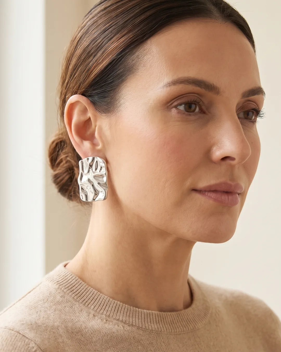 Virelle Sculptural Rectangle Statement Earrings Luxe