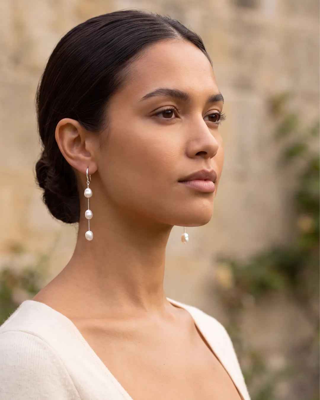 Seraphine Triple Pearl Drop Earrings Elegance