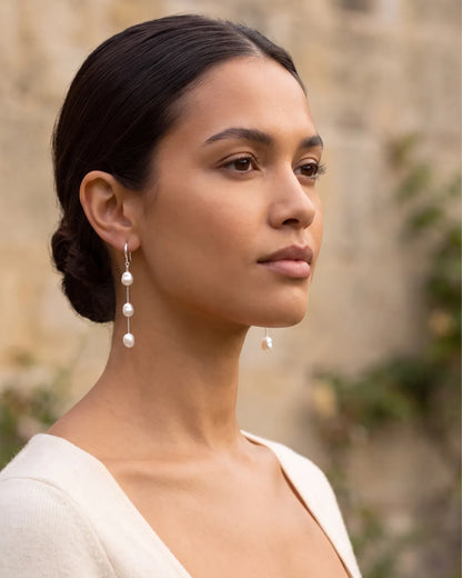 Seraphine Triple Pearl Drop Earrings Elegance